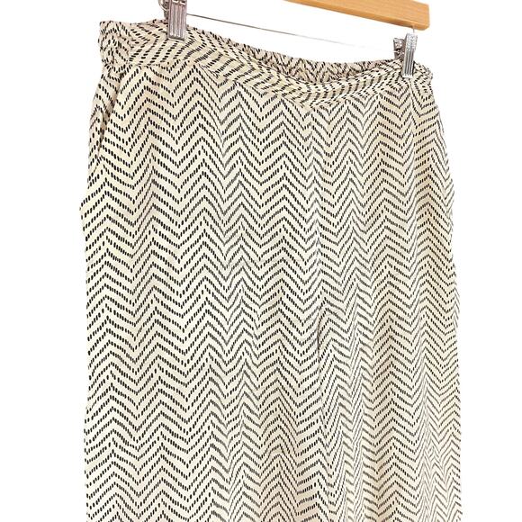 MASAI COPENHAGEN Perdita Trousers Cream w/ Black Chevron Dot Wide-Leg Pants Sz L - Picture 3 of 8